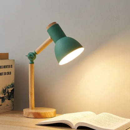 Verstelbare Bureaulamp Hout – Moderne Tafellamp met Zwenkarm voor Bureau & Slaapkamer