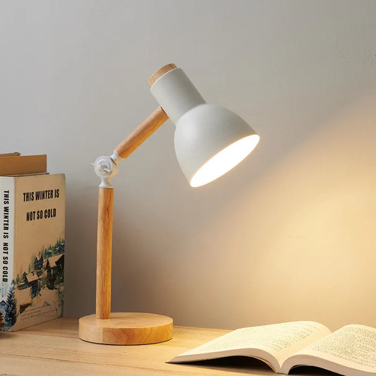 Verstelbare Bureaulamp Hout – Moderne Tafellamp met Zwenkarm voor Bureau & Slaapkamer