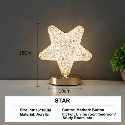 Nachtlampje 3D Kristal LED – Oplaadbare Dimbare Sfeerlamp met Touchbediening
