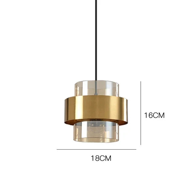 Hanglamp Messing Cilinder – Nordic Glazen Pendant voor Eetkamer