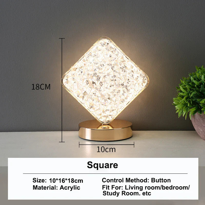 Nachtlampje 3D Kristal LED – Oplaadbare Dimbare Sfeerlamp met Touchbediening