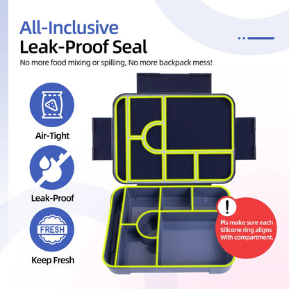 Bento Lunchbox 1330ml Lekvrij – Grote Broodtrommel Magnetronbestendig voor Werk & School