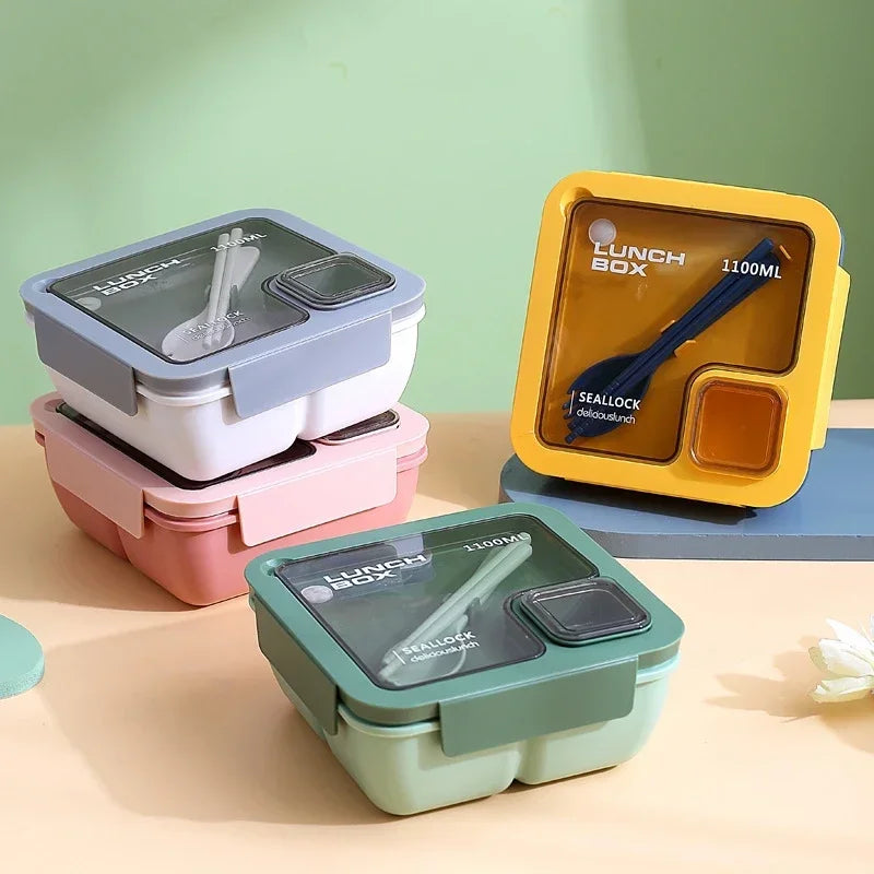 Bento Lunchbox Lekvrij met Bestek – Magnetron- & Vaatwasbestendig, 850 of 1100 ml