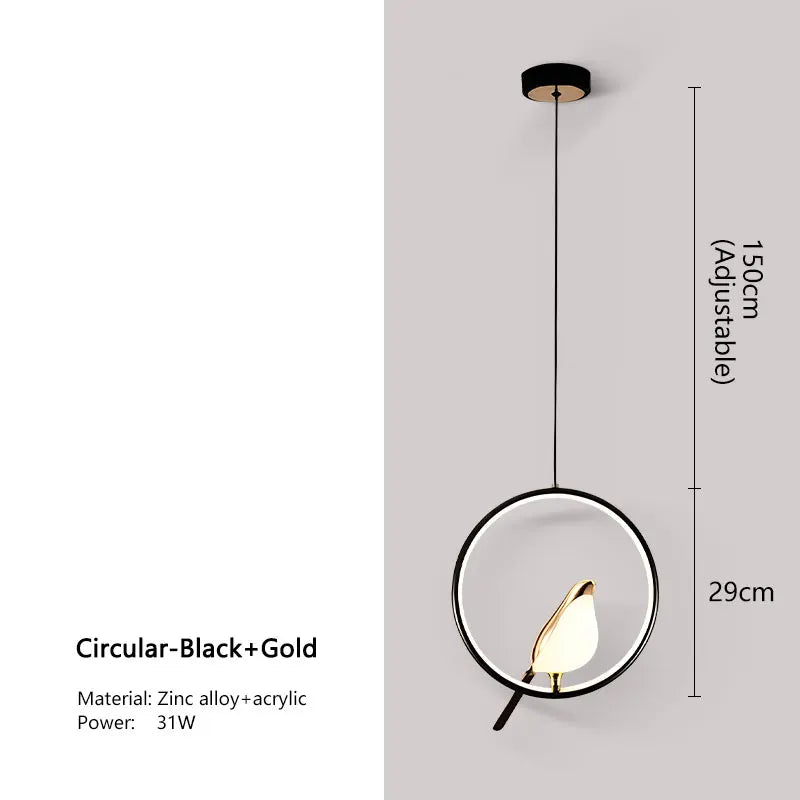 Hanglamp Vogel Design – Moderne Nordic LED Plafondlamp voor Eetkamer & Woonkamer
