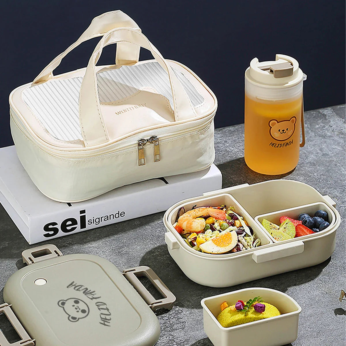 Bento Lunchbox 3 Vakken Lekvrij – Draagbare Broodtrommel voor Werk & School