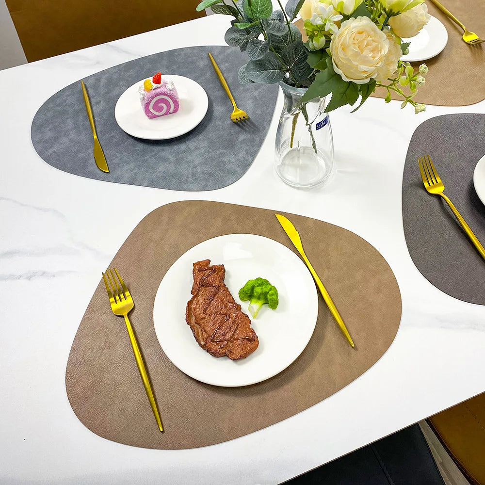 Placemats Dubbelzijdig Leerlook Antislip – Hittebestendige Placemats, Set van 4 of 6