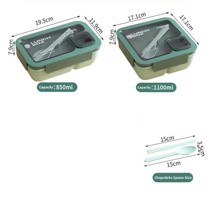 Bento Lunchbox Lekvrij met Bestek – Magnetron- & Vaatwasbestendig, 850 of 1100 ml