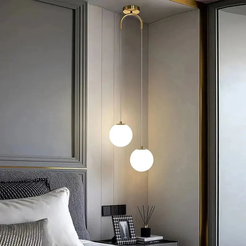 Hanglamp Luna Glazen Bol – Nordic Pendant met 1 of 2 Bollen
