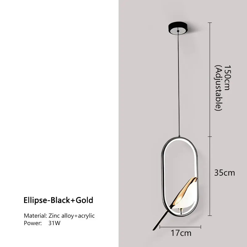 Hanglamp Vogel Design – Moderne Nordic LED Plafondlamp voor Eetkamer & Woonkamer