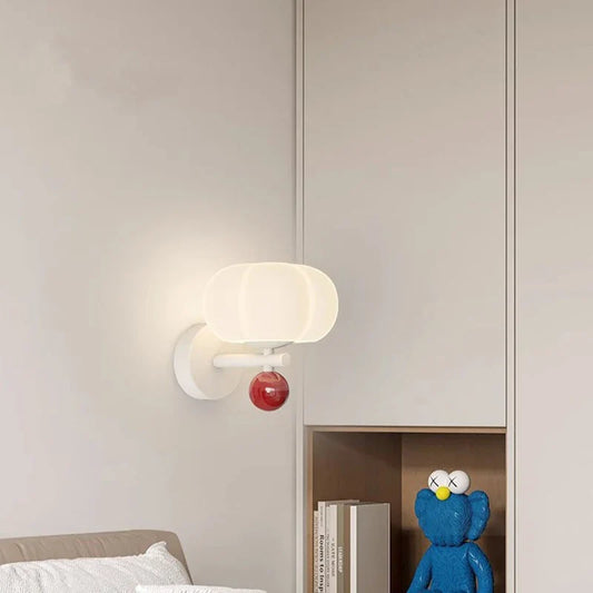 Wandlamp Pompoen Glas – Herfstige Nordic Sconce met Metalen Voet