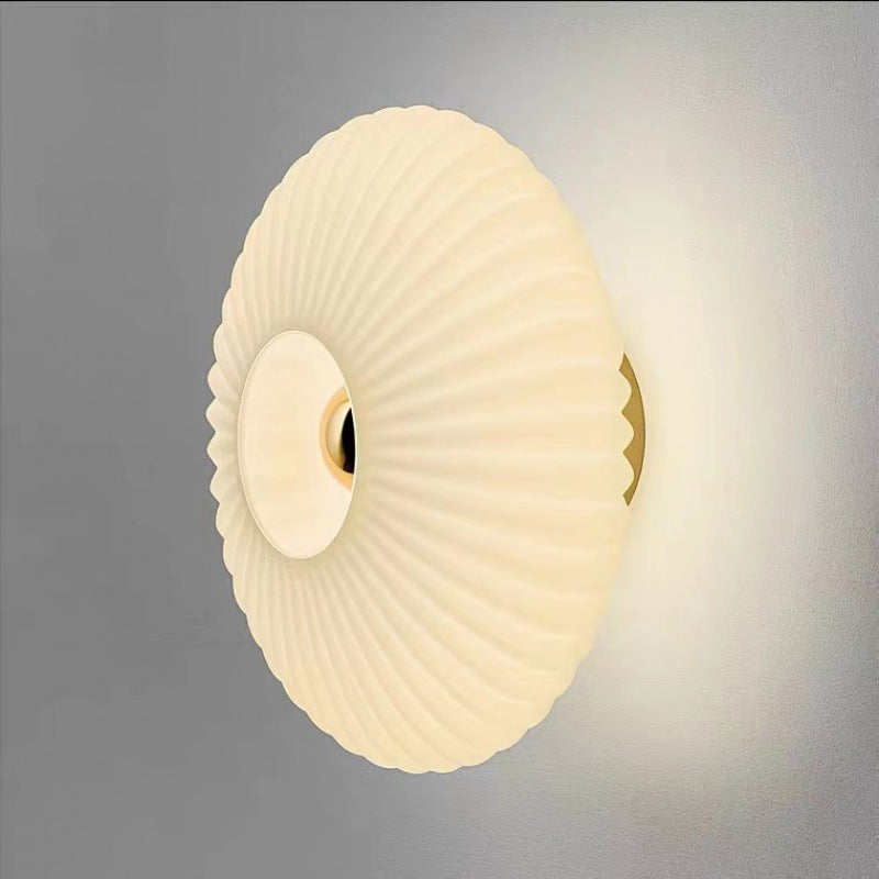 Wandlamp Glazen Schijf – Vintage Nordic Sconce met Geribbeld Glas