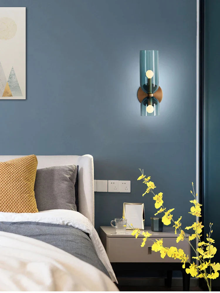 Wandlamp Glazen Buis – Nordic Sconce in Rookglas voor Hal & Slaapkamer