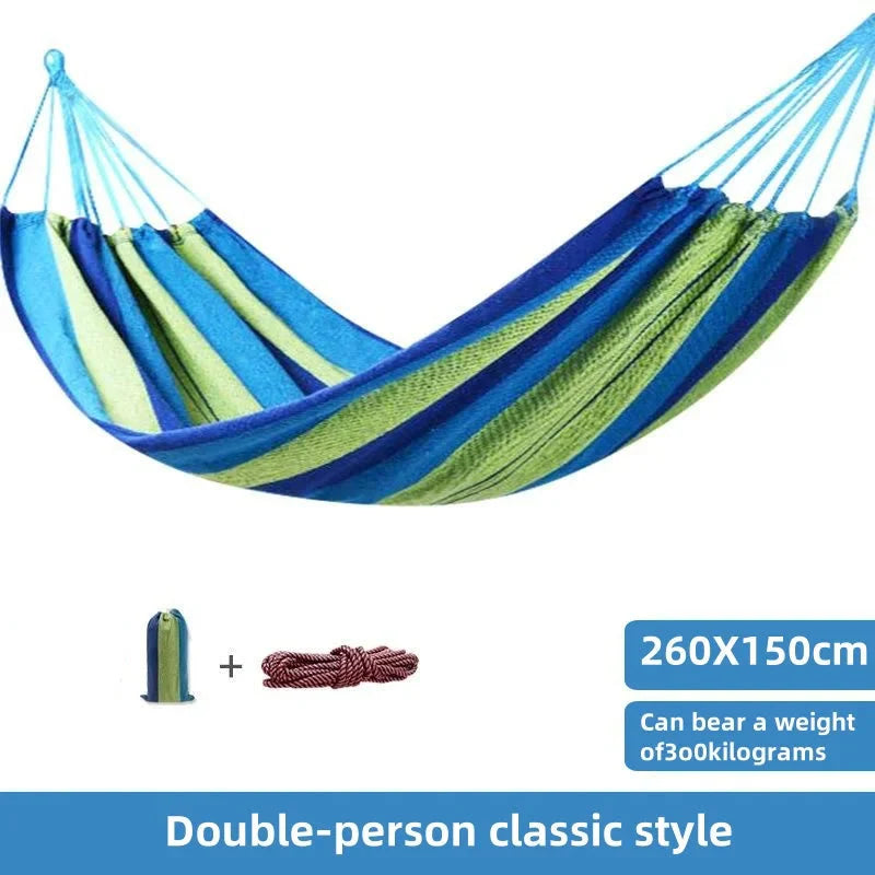 Hangmat Canvas Tweepersoons – Gestreepte Hangmat voor Tuin, Terras & Camping