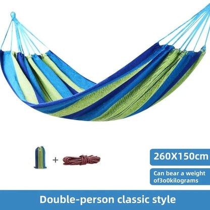 Hangmat Canvas Tweepersoons – Gestreepte Hangmat voor Tuin, Terras & Camping