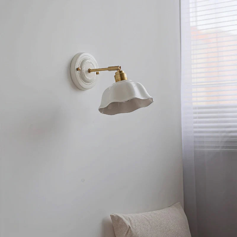 Wandlamp Crème Keramiek – Vintage Nordic Sfeerlamp voor Slaapkamer & Hal