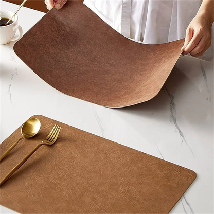 Placemats Dubbelzijdig Leerlook – Hittebestendige Waterdichte Placemats, Set van 4 of 6