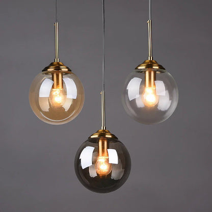 Hanglamp Glazen Bol Rookglas – Nordic Pendant in Amber, Helder of Rookgrijs