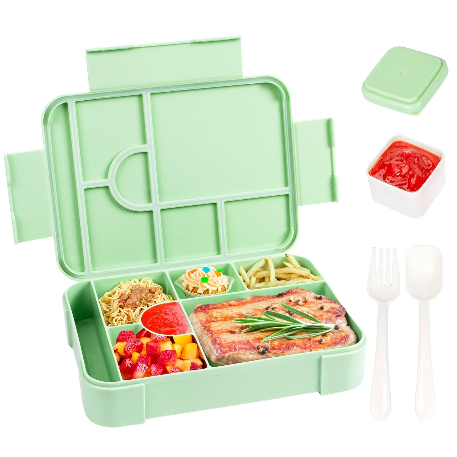 Bento Lunchbox 1330ml Lekvrij – Grote Broodtrommel Magnetronbestendig voor Werk & School