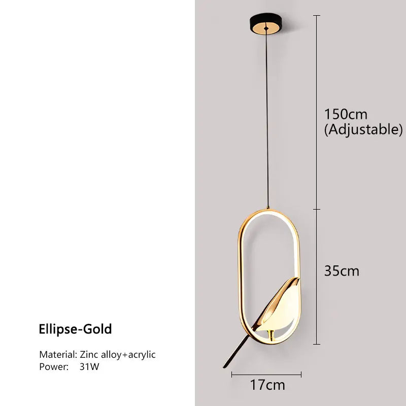 Hanglamp Vogel Design – Moderne Nordic LED Plafondlamp voor Eetkamer & Woonkamer