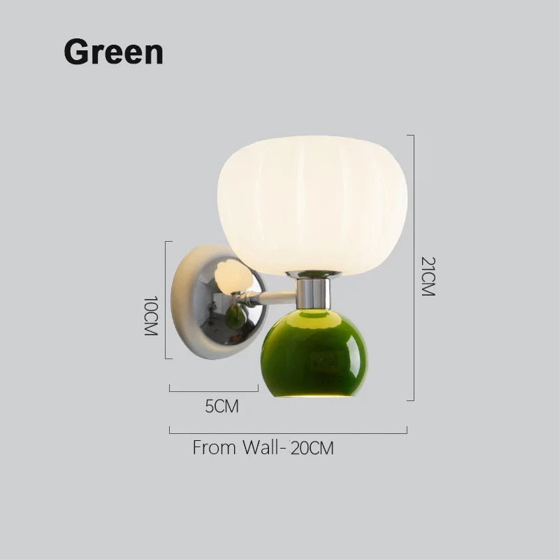 Wandlamp Pompoen Glas – Herfstige Nordic Sconce met Metalen Voet