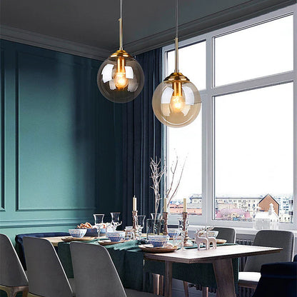 Hanglamp Glazen Bol Rookglas – Nordic Pendant in Amber, Helder of Rookgrijs