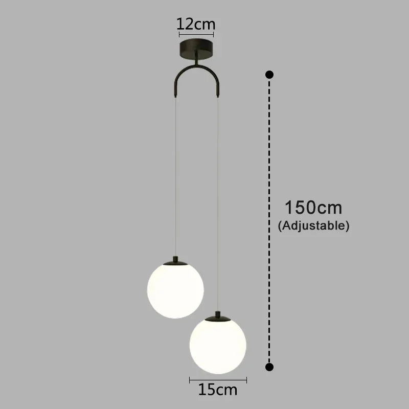 Hanglamp Luna Glazen Bol – Nordic Pendant met 1 of 2 Bollen