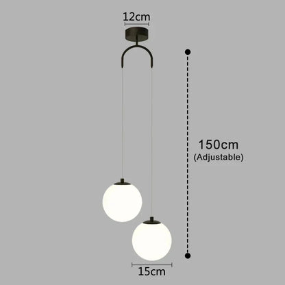 Hanglamp Luna Glazen Bol – Nordic Pendant met 1 of 2 Bollen