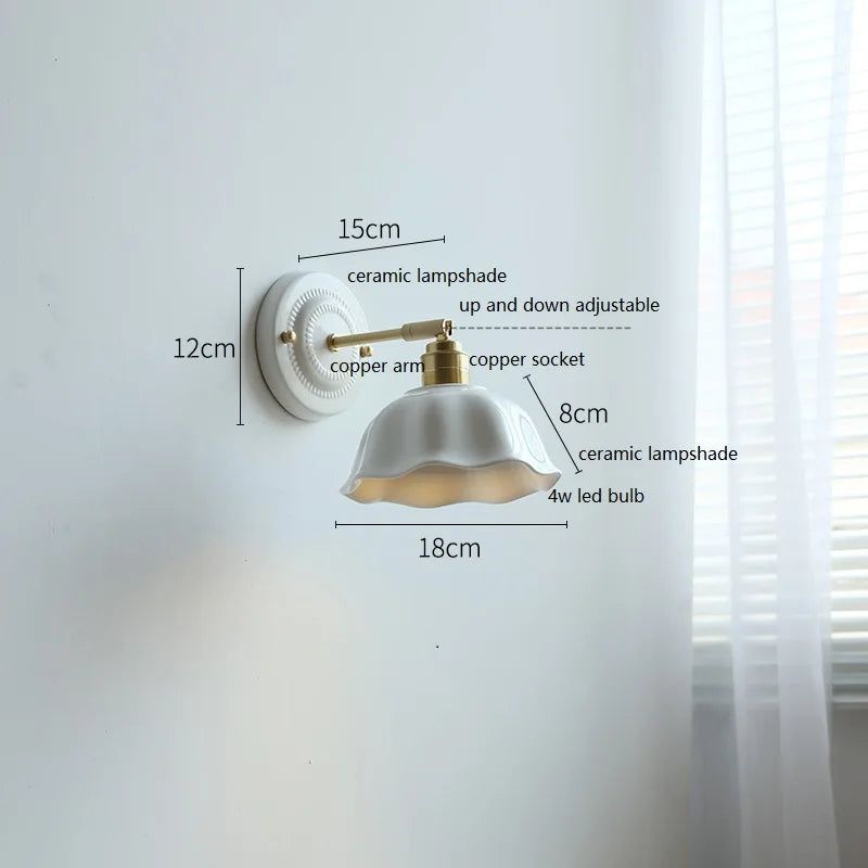 Wandlamp Crème Keramiek – Vintage Nordic Sfeerlamp voor Slaapkamer & Hal