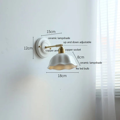 Wandlamp Crème Keramiek – Vintage Nordic Sfeerlamp voor Slaapkamer & Hal