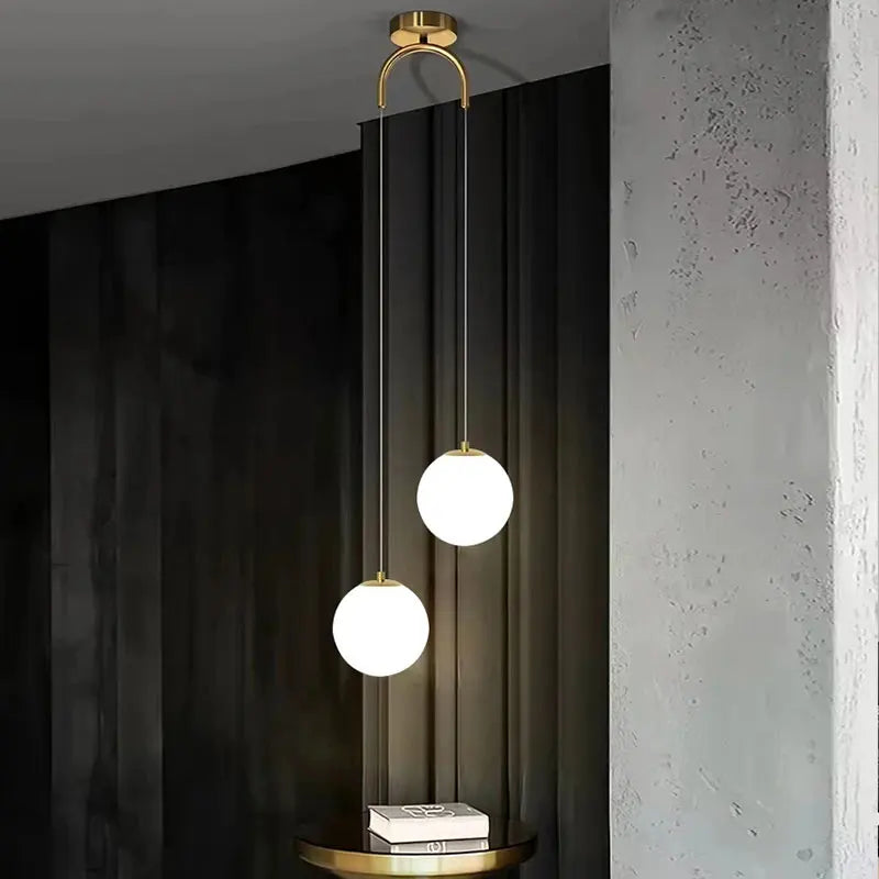 Hanglamp Luna Glazen Bol – Nordic Pendant met 1 of 2 Bollen