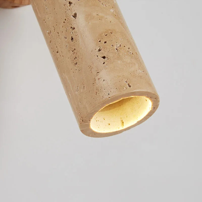 Wandlamp Wabi-Sabi Travertijn & Hout – Japandi Sfeerlamp voor Slaapkamer