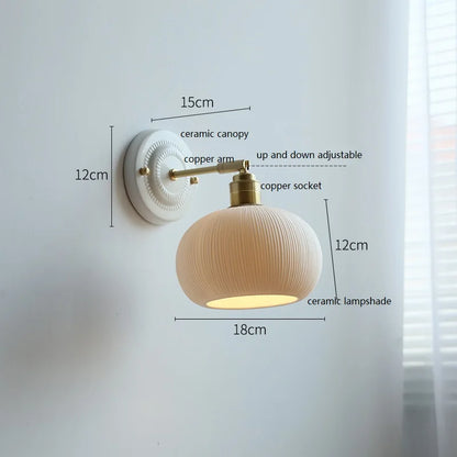 Wandlamp Crème Keramiek – Vintage Nordic Sfeerlamp voor Slaapkamer & Hal