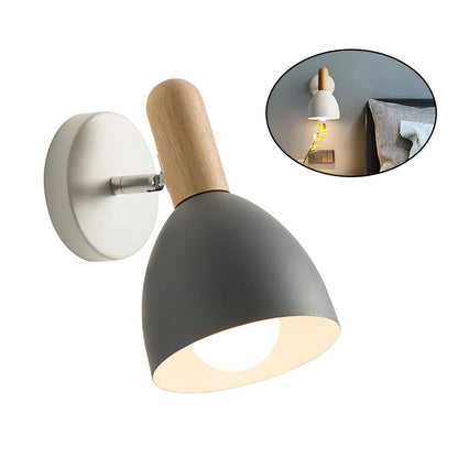 Wandlamp Hout Verstelbaar – Nordic Bedlamp met Draaibare Kap
