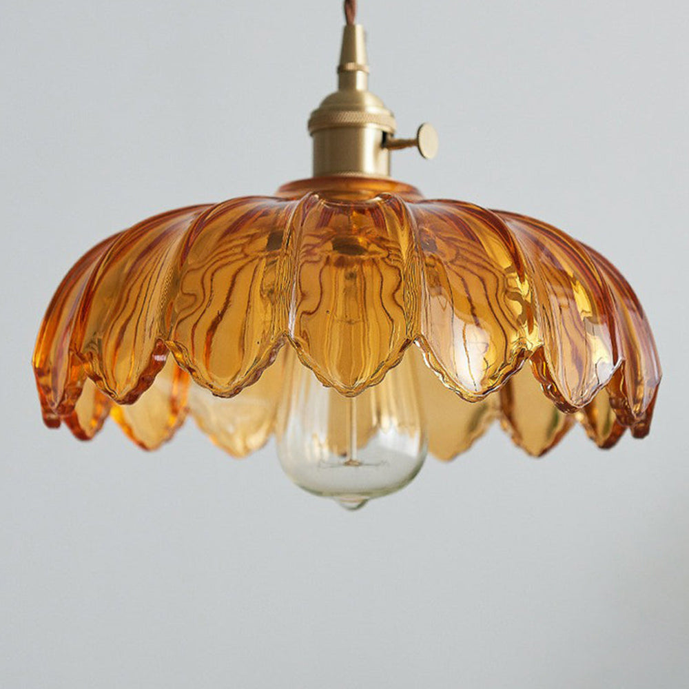 Hanglamp Bloem Gekleurd Glas – Vintage Pendant Lamp voor Eetkamer & Hal