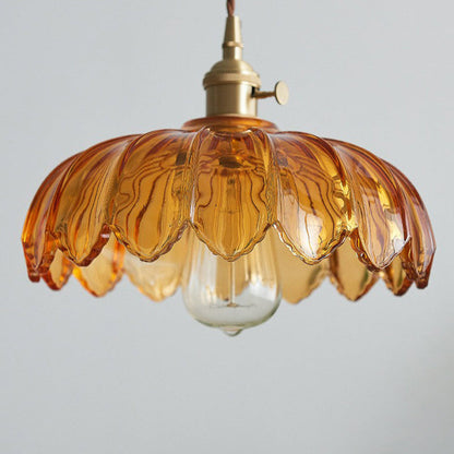 Hanglamp Bloem Gekleurd Glas – Vintage Pendant Lamp voor Eetkamer & Hal