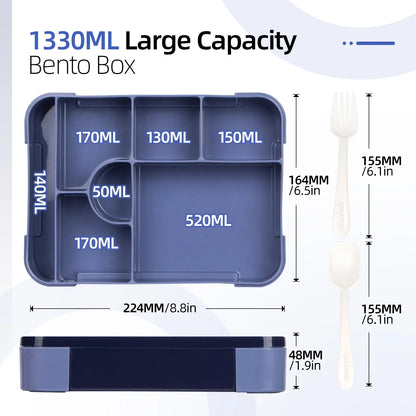 Bento Lunchbox 1330ml Lekvrij – Grote Broodtrommel Magnetronbestendig voor Werk & School