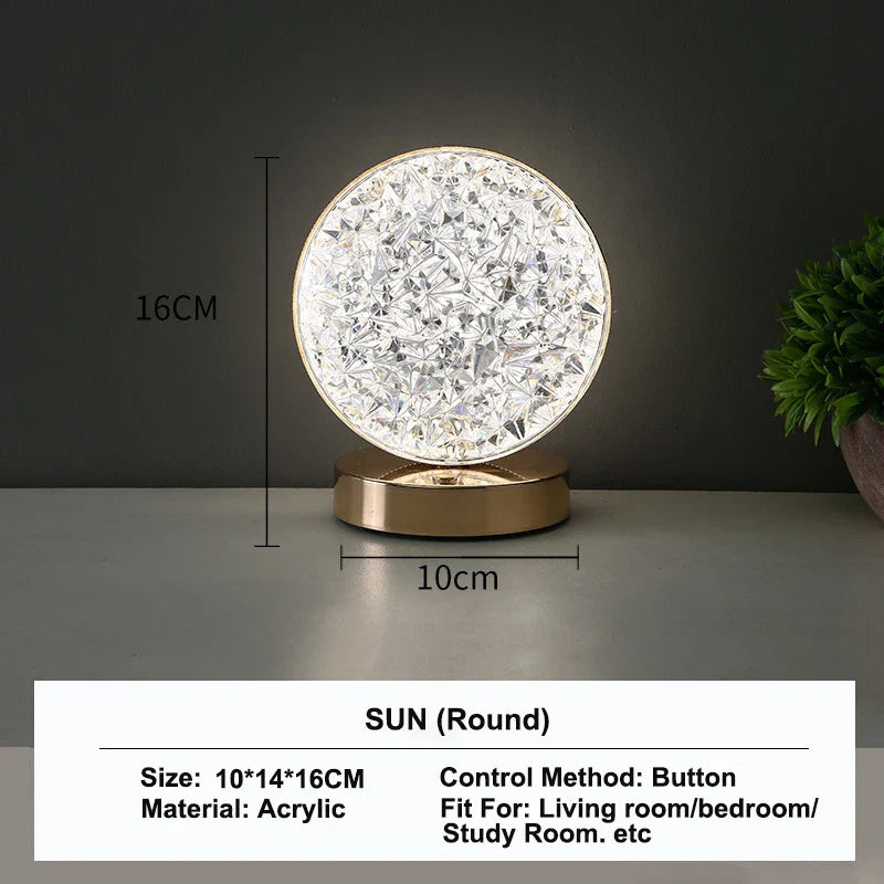 Nachtlampje 3D Kristal LED – Oplaadbare Dimbare Sfeerlamp met Touchbediening