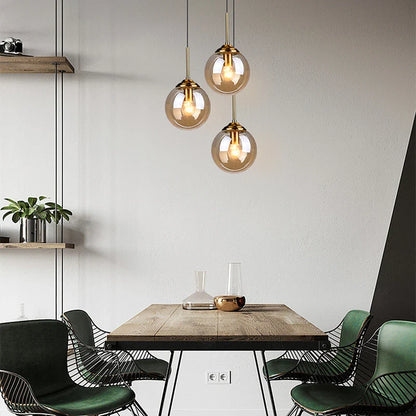 Hanglamp Glazen Bol Rookglas – Nordic Pendant in Amber, Helder of Rookgrijs