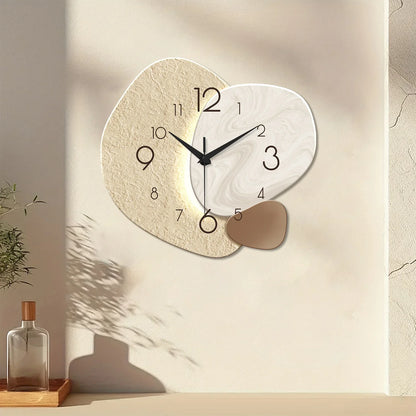 Wandklok Modern Steenlook – Stille Wandklok zonder Tikgeluid, Minimalistisch