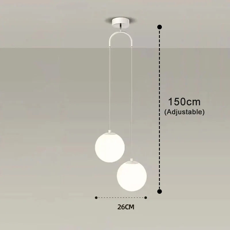 Hanglamp Luna Glazen Bol – Nordic Pendant met 1 of 2 Bollen