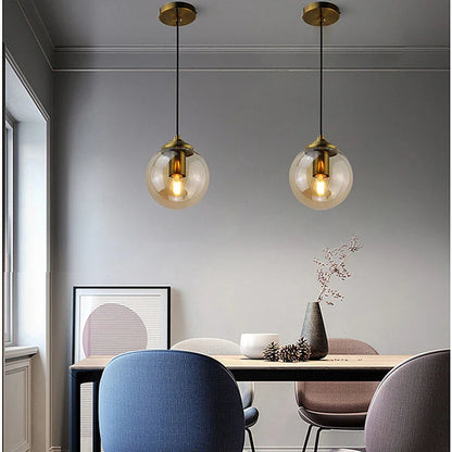 Hanglamp Glazen Bol Rookglas – Nordic Pendant in Amber, Helder of Rookgrijs
