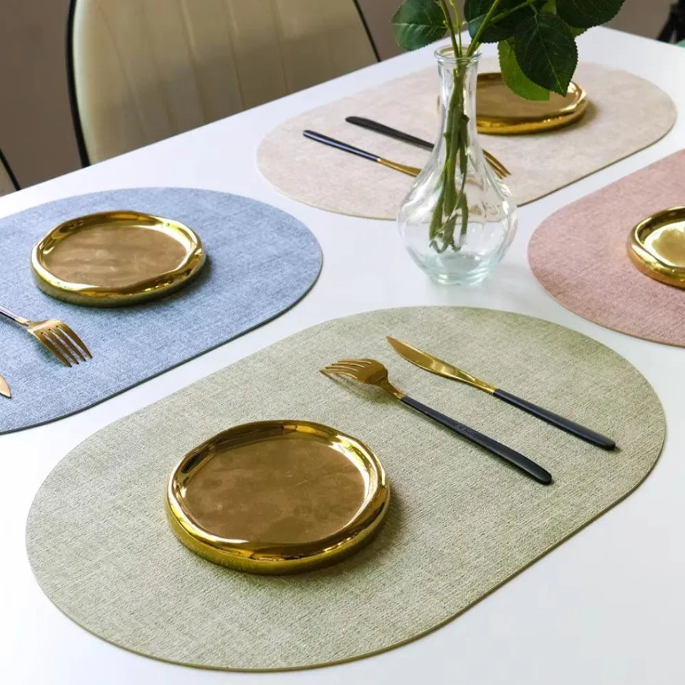 Placemats Ovaal Leerlook Antislip – Hittebestendige Placemats, Set van 4 of 6