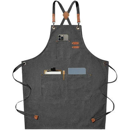 Keukenschort Canvas – Unisex Kookschort voor Koken, BBQ & Werk, Verstelbaar