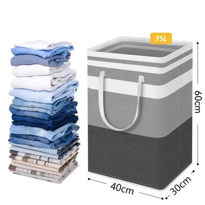 Wasmand 75L Opvouwbaar Waterdicht – Grote Stoffen Waszak met Handvatten