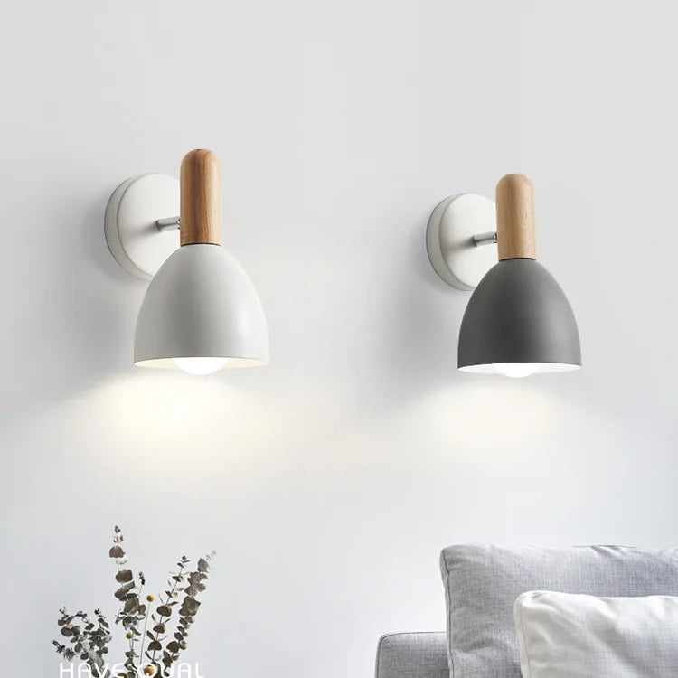 Wandlamp Hout Verstelbaar – Nordic Bedlamp met Draaibare Kap