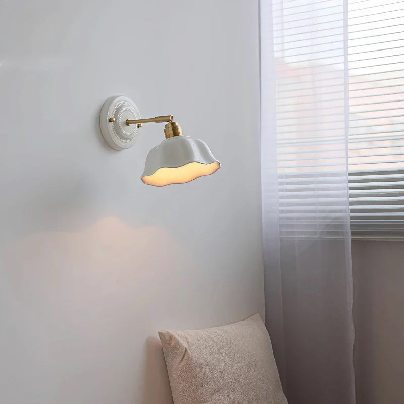 Wandlamp Crème Keramiek – Vintage Nordic Sfeerlamp voor Slaapkamer & Hal