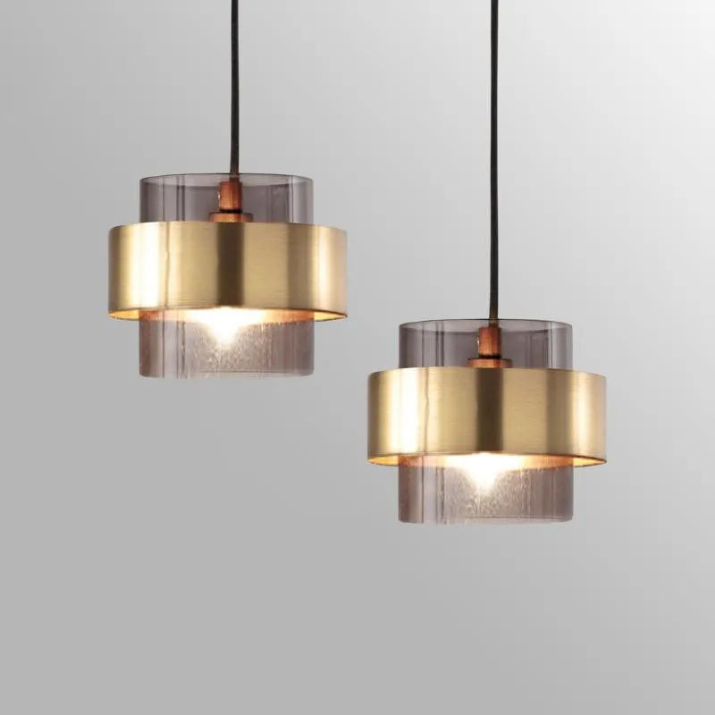 Hanglamp Messing Cilinder – Nordic Glazen Pendant voor Eetkamer