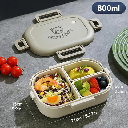 Bento Lunchbox 3 Vakken Lekvrij – Draagbare Broodtrommel voor Werk & School