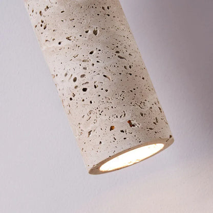 Hanglamp Travertijn & Hout – Wabi-Sabi Japandi Pendel voor Slaapkamer