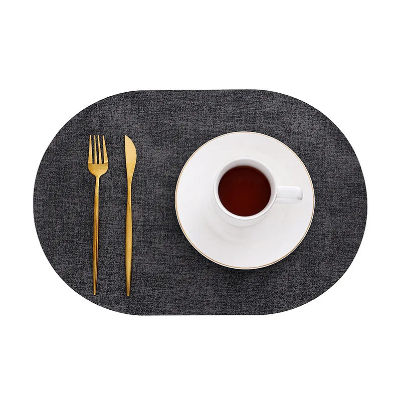 Placemats Ovaal Leerlook Antislip – Hittebestendige Placemats, Set van 4 of 6